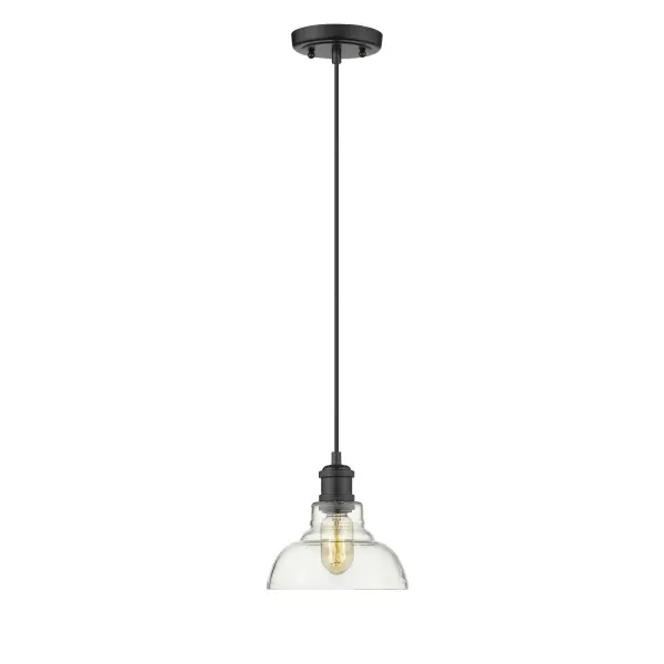 Carver 1-Light Pendant in Matte Black and Clear Glass - Image 3
