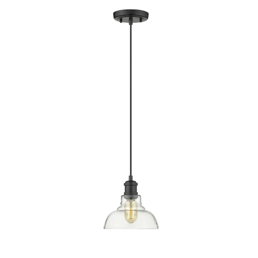 Carver 1-Light Pendant in Matte Black and Clear Glass - Image 3