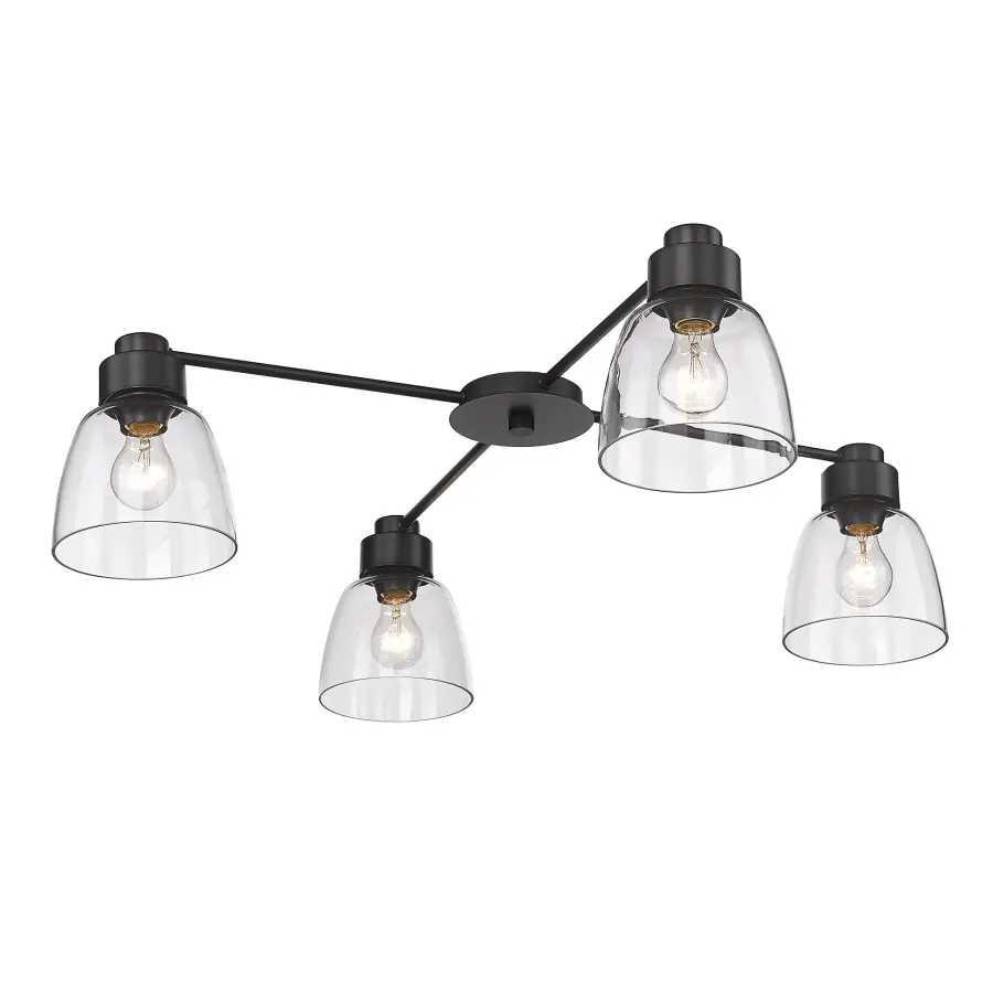Golden Lighting Remy 4-Light Flush Mount in Matte Black - Image 1