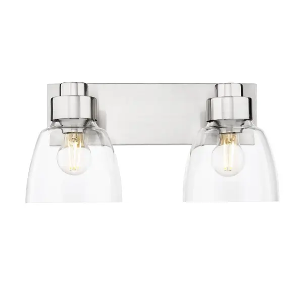 The Golden Lighting Remy 2-Light Vanity combines modern elegance with classic appeal. Its pewter finish offers a sophisticated alternative to brighter metals, while clear glass shades showcase bulb beauty and maximize light output. - alternate view