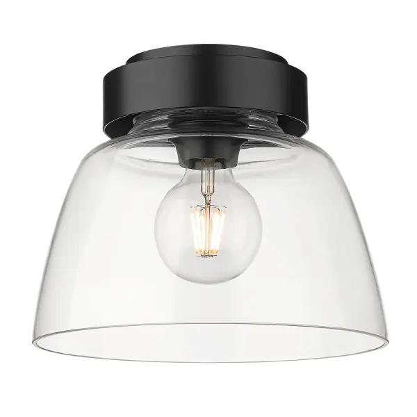 The Remy flush mount combines timeless elegance with practical functionality. Its clear glass shade and matte black finish create a sophisticated look that works across multiple decor styles while providing excellent illumination.