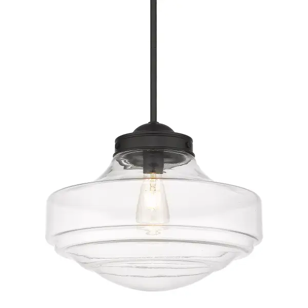 Golden Lighting Ingalls 16" Pendant in Matte Black with Clear Glass - Image 1