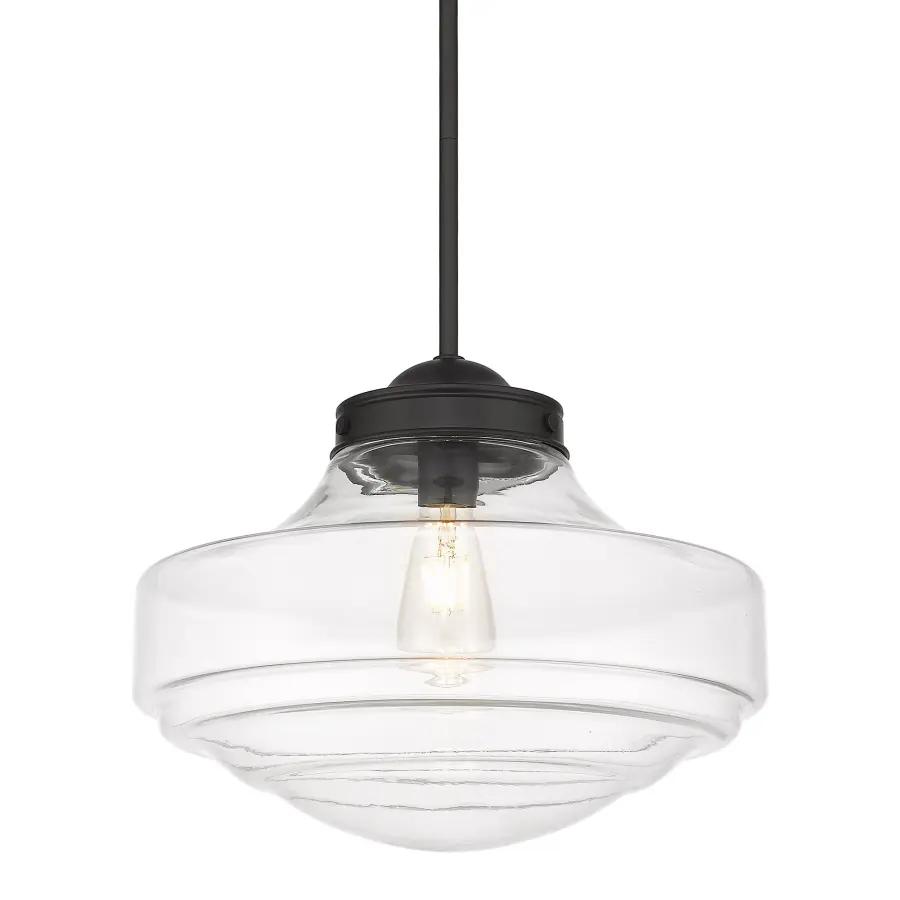 Golden Lighting Ingalls 16" Pendant in Matte Black with Clear Glass - Image 1