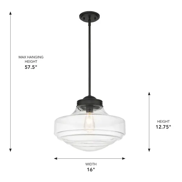 Golden Lighting Ingalls 16" Pendant in Matte Black with Clear Glass - Image 4