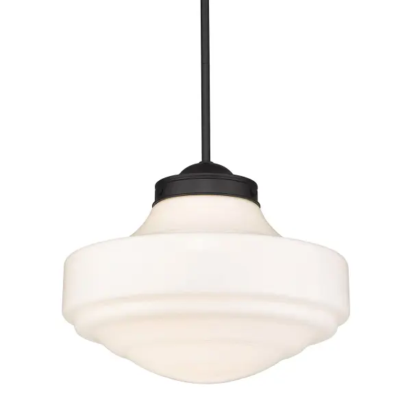 The Ingalls pendant combines timeless farmhouse style with practical versatility. Its vintage milk glass shade produces a soft, glare-free glow while the matte black finish adds sophisticated contrast to any space.