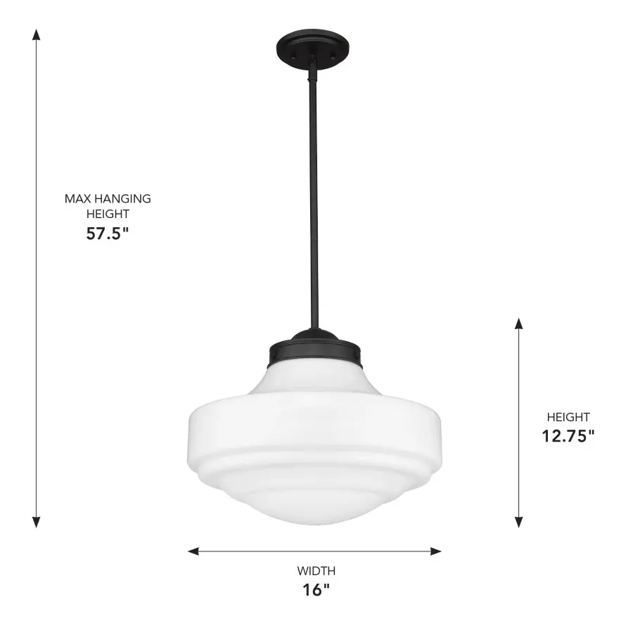 Golden Lighting Ingalls 16" Pendant in Matte Black and Vintage Milk Glass - Image 5