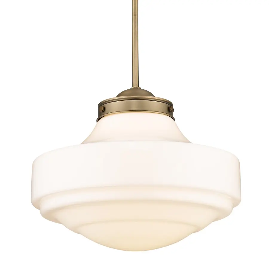 Golden Lighting Ingalls 16" Pendant in Modern Brass and Vintage Milk Glass - Image 1