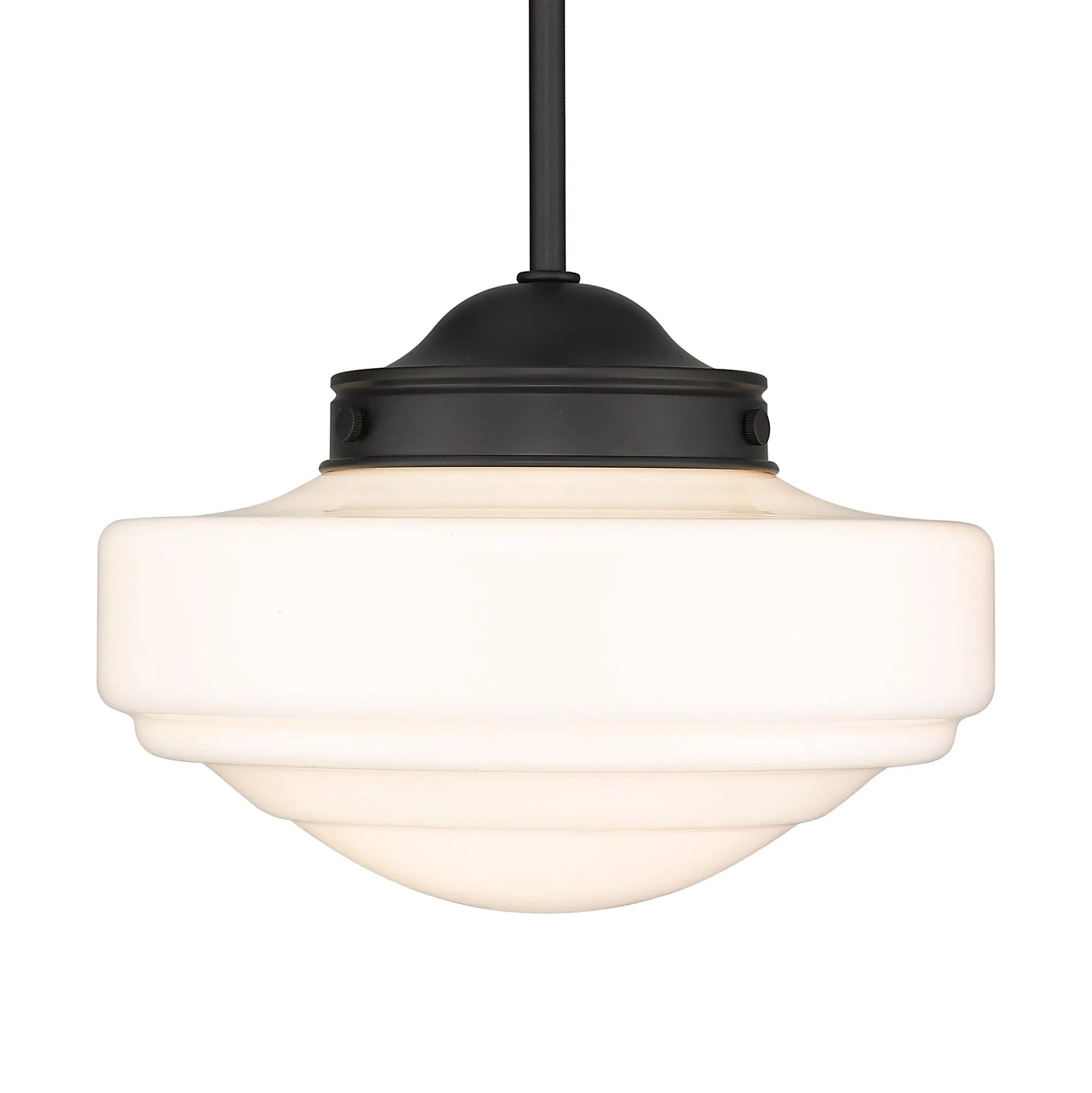 Golden Lighting Ingalls 1-Light Pendant in Matte Black and Vintage Milk Glass