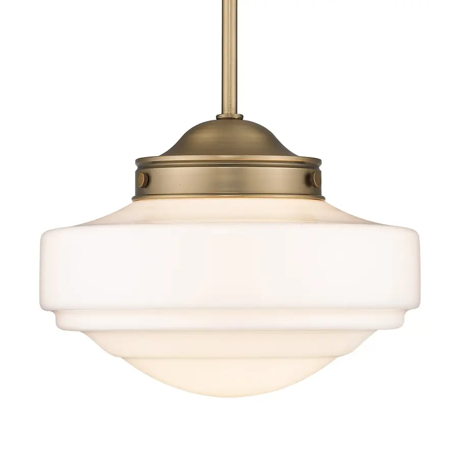 Golden Lighting Ingalls 1-Light Pendant in Modern Brass and Vintage Milk Glass - Image 1
