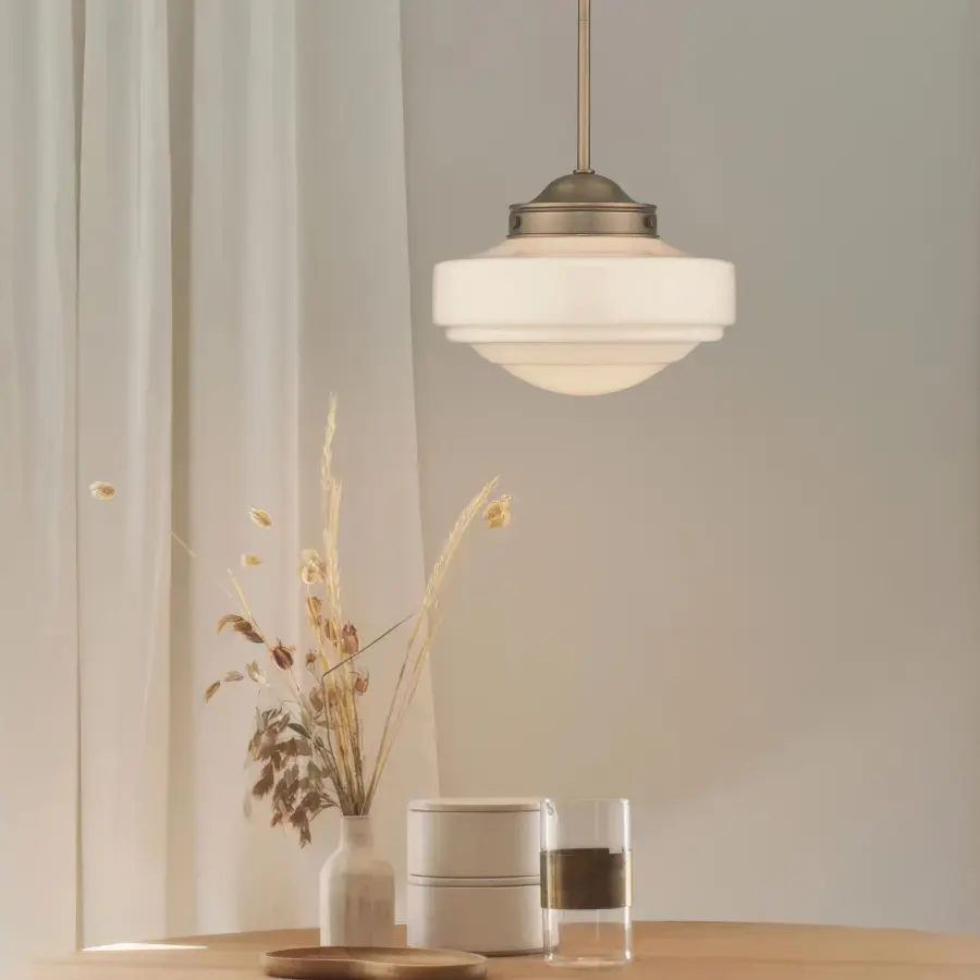 Golden Lighting Ingalls 1-Light Pendant in Modern Brass and Vintage Milk Glass - Image 2