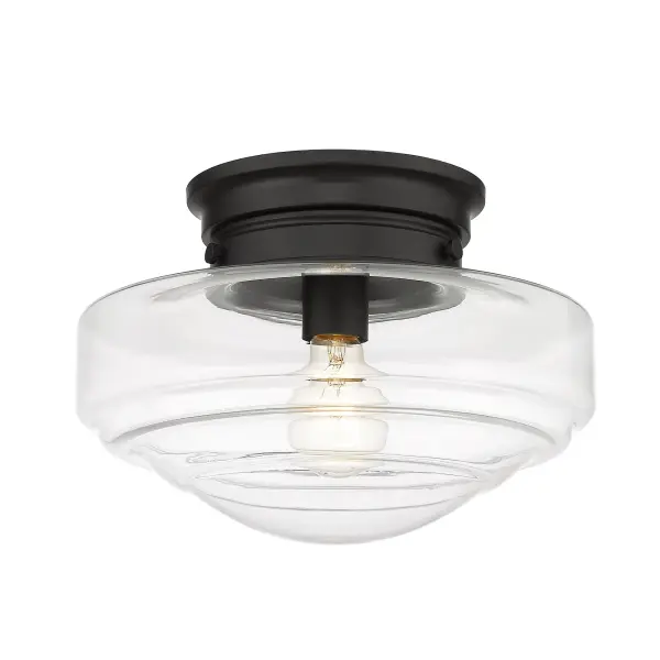 The Golden Lighting Ingalls combines traditional elegance with modern farmhouse style. Its clear glass shade and matte black frame create a versatile fixture that works beautifully in entryways, bedrooms, and kitchens.