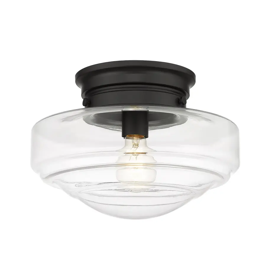 Golden Lighting Ingalls 1-Light Semi-Flush Mount in Matte Black - Image 1