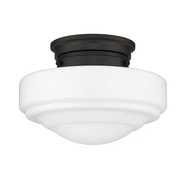Golden Lighting Ingalls 1-Light Semi-Flush Mount in Matte Black with Vintage Milk Glass - Image 3