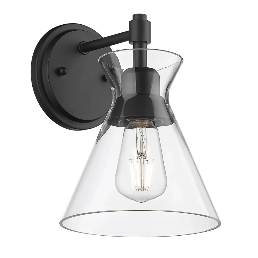 Golden Lighting Malta 1-Light Wall Sconce in Matte Black - Image 1
