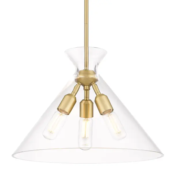 Golden Lighting Malta 3-Light Pendant in Brushed Champagne Brass - Image 1