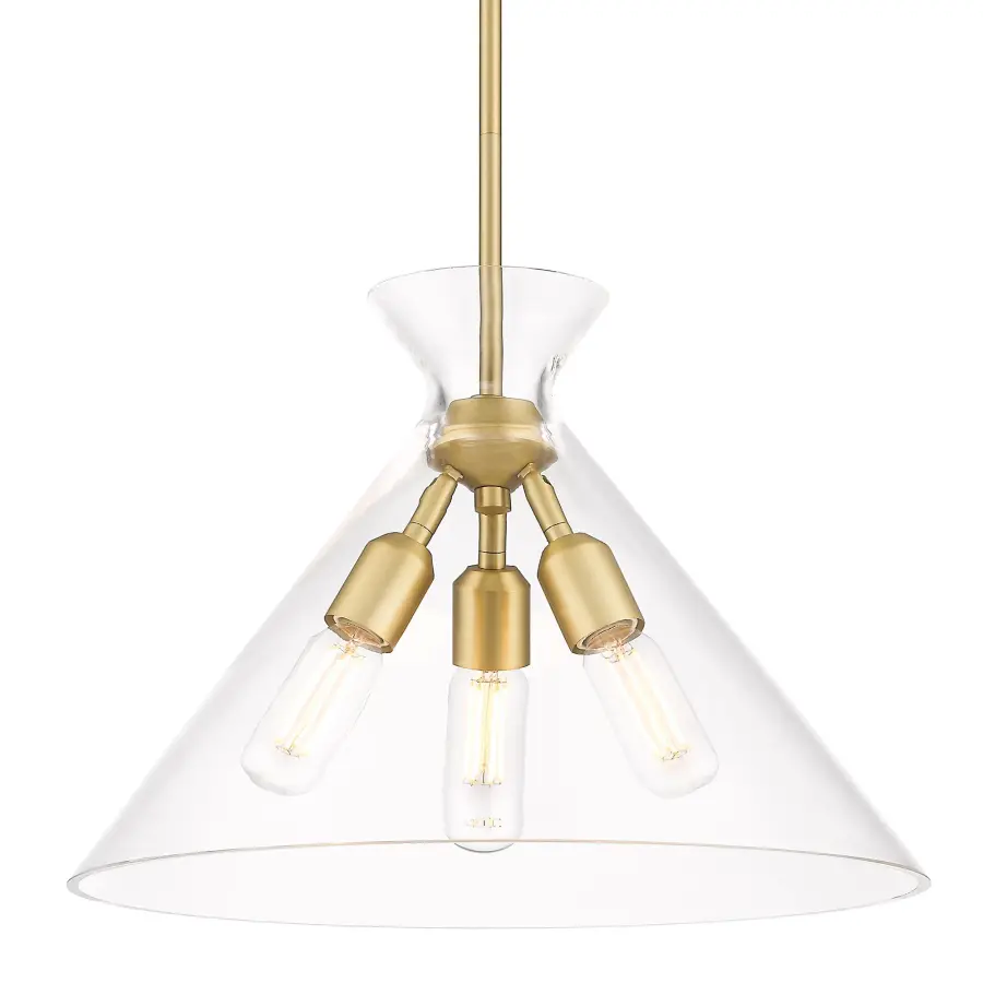 Golden Lighting Malta 3-Light Pendant in Brushed Champagne Brass - Image 1