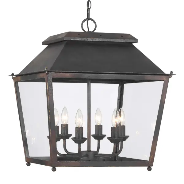 Golden Lighting Abingdon 6-Light Pendant in Antique Black Iron - Image 1
