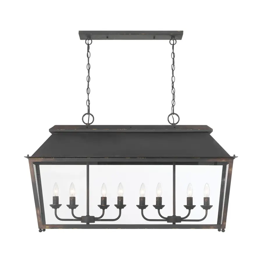 Golden Lighting Abingdon 8-Light Island Light in Antique Black Iron - Image 1