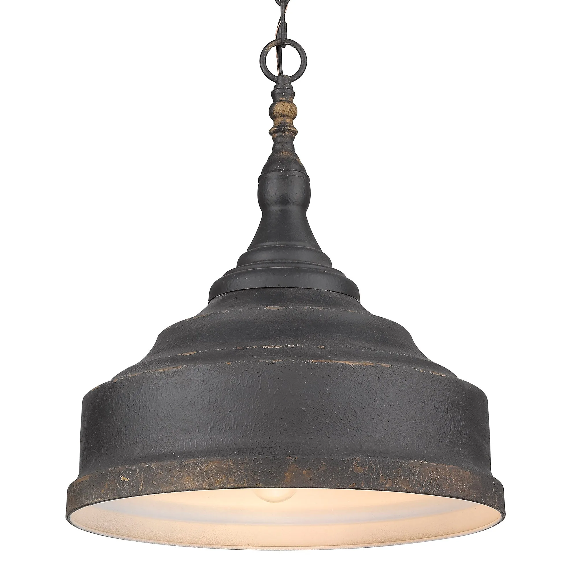 Keating Three Light Pendant in Antique Black Iron