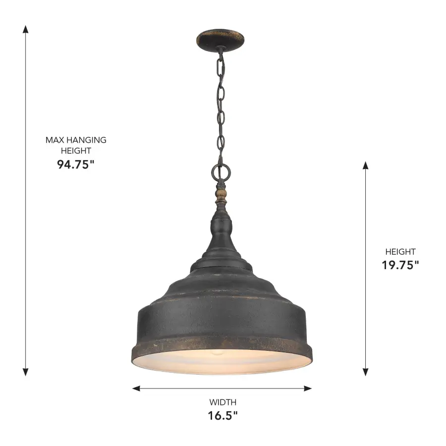 Keating Three Light Pendant in Antique Black Iron - Image 5