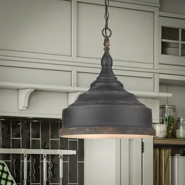 Keating Three Light Pendant in Antique Black Iron - Image 7