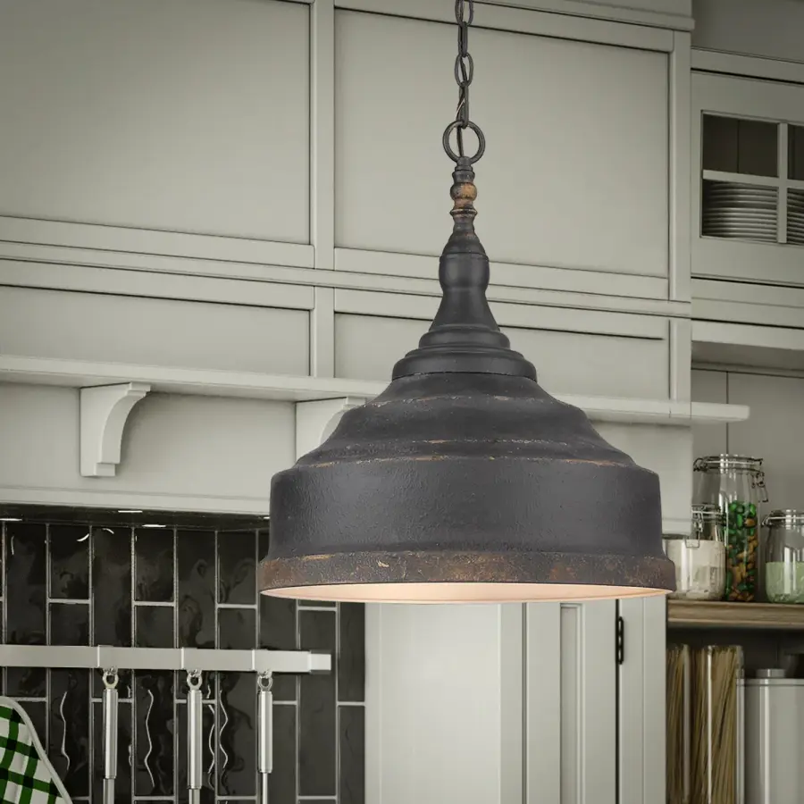Keating Three Light Pendant in Antique Black Iron - Image 7