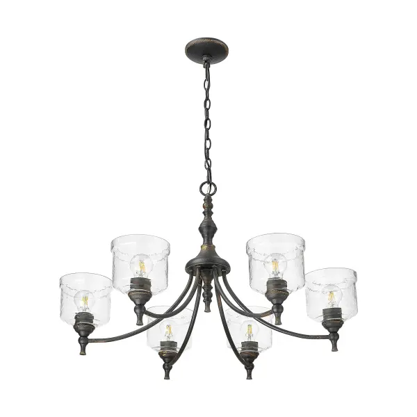 Golden Lighting Keating 6-Light Chandelier in Antique Black Iron - Image 3