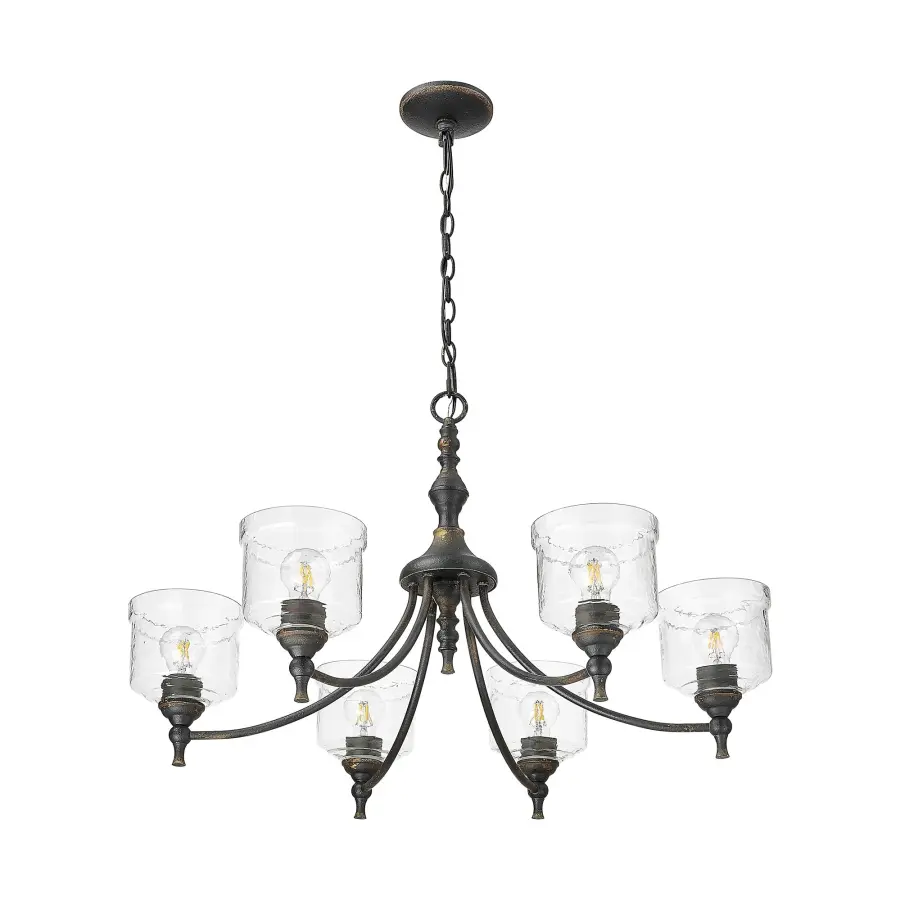 Golden Lighting Keating 6-Light Chandelier in Antique Black Iron - Image 3