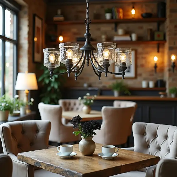 Golden Lighting Keating 6-Light Chandelier in Antique Black Iron - Image 8