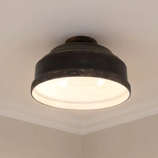 Golden Lighting Keating 3-Light Flush Mount in Antique Black Iron - Image 3