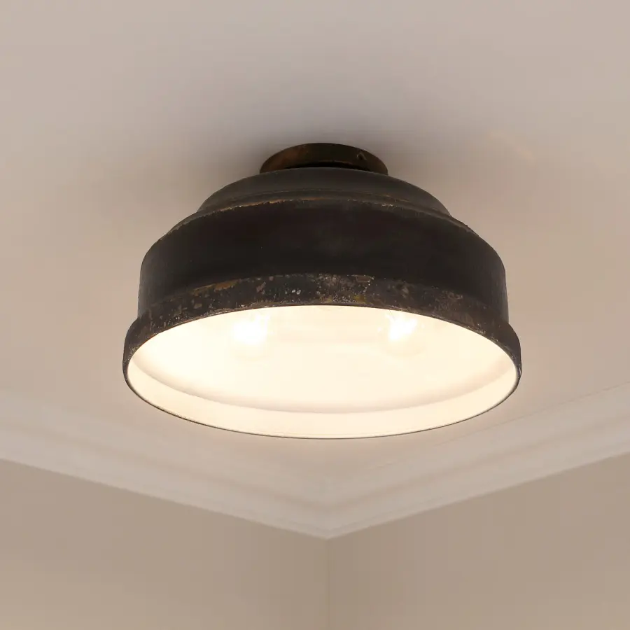 Golden Lighting Keating 3-Light Flush Mount in Antique Black Iron - Image 3