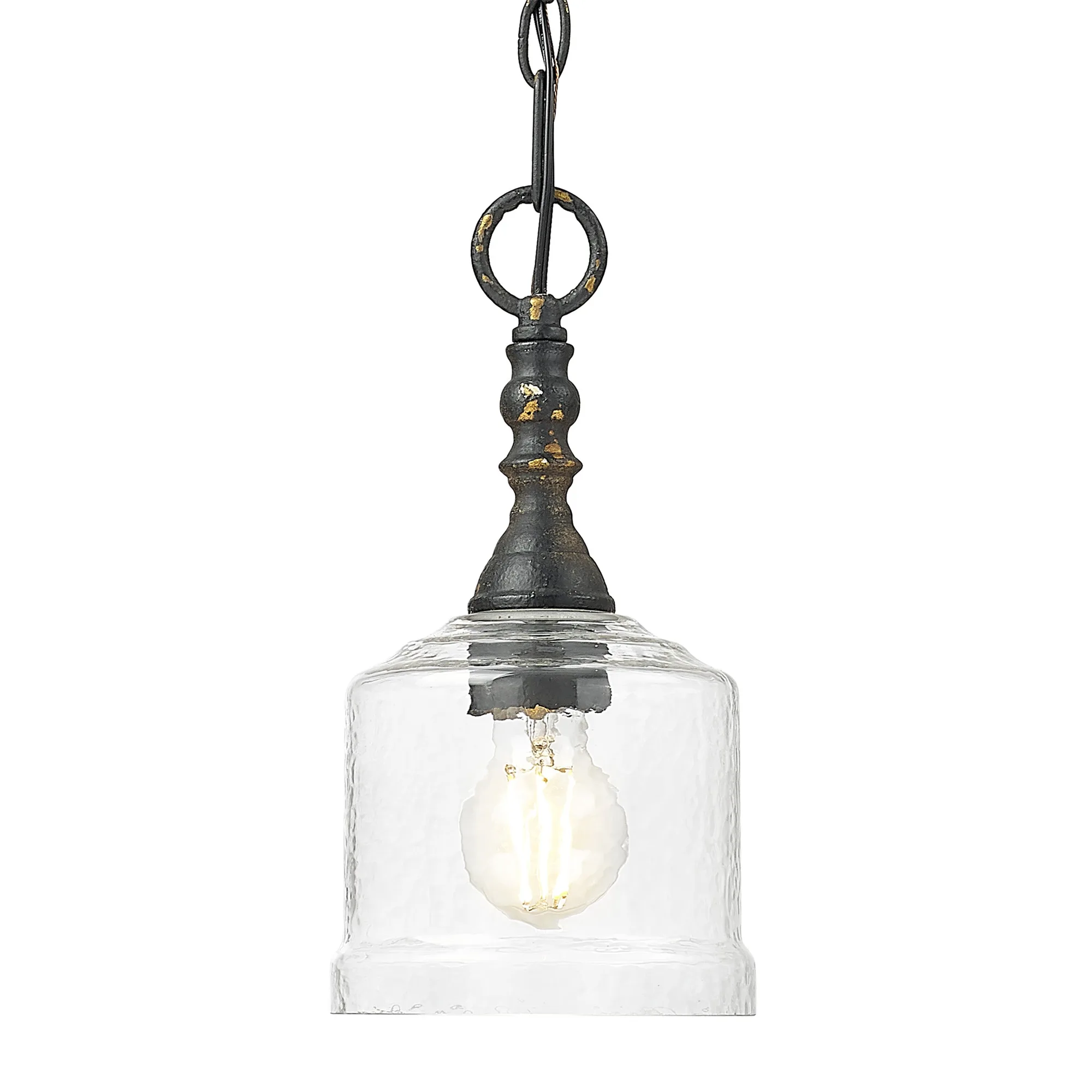 Keating One Light Mini Pendant in Antique Black Iron