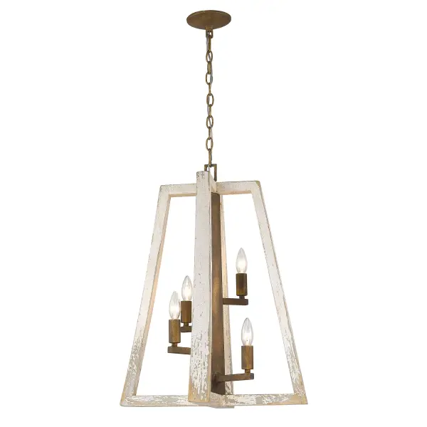 Bring rustic charm into your home with the Wry Lighting Pilar 4-light Pendant. Featuring a burnished chestnut finish, it elevates any space with its inviting warmth. Designed without a shade, this pendant spotlight shines directly, enhancing its dynamic presence. The rustic detailing in the burnished chestnut finish - encompassing a hand-rubbed effect that highlights every curve - adds a classic yet contemporary touch. This rich finish creates a warm glow that suits a variety of settings while celebrating wooden craftsmanship and traditional design. Perfect for kitchens, dining areas, or bedrooms, the fixture is dry location rated, making it ideal for indoor spaces free from moisture. The sloped ceiling compatibility allows for versatile installations in unique spaces, fitting seamlessly into your home. Overall dimensions are 19.5"W x 26"H x 19.5"D, and it requires 4 E12 candelabra base bulbs, max 60 watts each. Illuminate your home with exquisite craftsmanship and rustic charm that welcomes family and friends. Collection: Pilar Rooms: Kitchen,Foyer,Living,Bedroom Finish: Burnished Chestnut Notes: Fixture is chain hung which means it may be mounted on a sloped ceiling. Fixture has Fir wood accents. Width: 19.50" Height: 26.00" Length: 19.50" Weight: 9.08 lb Extension from Wall: 19.50" Chain: 6` Wire: 10` Canopy: 5"W x 5"H x 1"D Number of Bulbs: 4 Maximum Wattage: 60.00 W Bulb Type: CA10 Bulb Base: E12 Light Source: Incandescent Dimmable Voltage: 120.00 V Material: Steel, Wood Country of Origin: China Safety Listing: ETL Safety Rating: Dry Connection: Hardware Manufacturer Warranty: 1 Year Limited Instructions Parts Diagram - alternate view