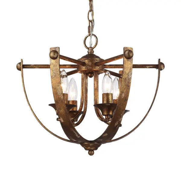 Bring traditional elegance into your home with the Wry Lighting Victoria 4-light Pendant in Heirloom Gold. Perfect for adding stylish illumination, this pendant features a captivating Heirloom Gold finish that amplifies its classic charm. Designed without a shade, the pendant showcases artisanal craftsmanship and the unique character of its finish. The layered texture and rustic gold patina evoke a sense of history and timeless sophistication. This versatile fixture is dry location rated, making it suitable for indoor spaces like kitchens, dining rooms, and entryways. With a convertible design and adjustable height, it can be installed as a pendant or semi-flush mount to suit your space. Overall dimensions are 17.13"W x 14"H x 17.13"D, and it requires 4 E12 Candelabra base bulbs (not included, maximum 60 wattage per bulb) to illuminate beautifully. This stunning pendant offers both style and function, enriching any space with its quality and historic appeal. Collection: Victoria Finish: Heirloom Gold Width: 17.13" Height: 14.00" Weight: 9.20 lb Extension from Wall: 17.13" Canopy: 4.88"W x 4.88"H x 1"D Number of Bulbs: 4 Maximum Wattage: 60.00 W Bulb Type: CA10 Bulb Base: E12 Light Source: Incandescent Dimmable Voltage: 120.00 V Country of Origin: China Safety Listing: ETL Manufacturer Warranty: 1 Year Limited
