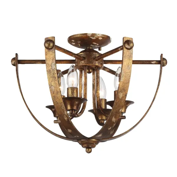 Victoria Four Light Semi-Flush Mount in Heirloom Gold - Image 1