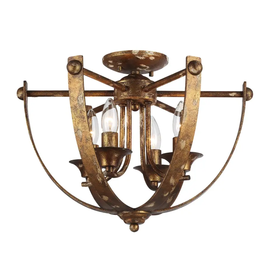 Victoria Four Light Semi-Flush Mount in Heirloom Gold - Image 1