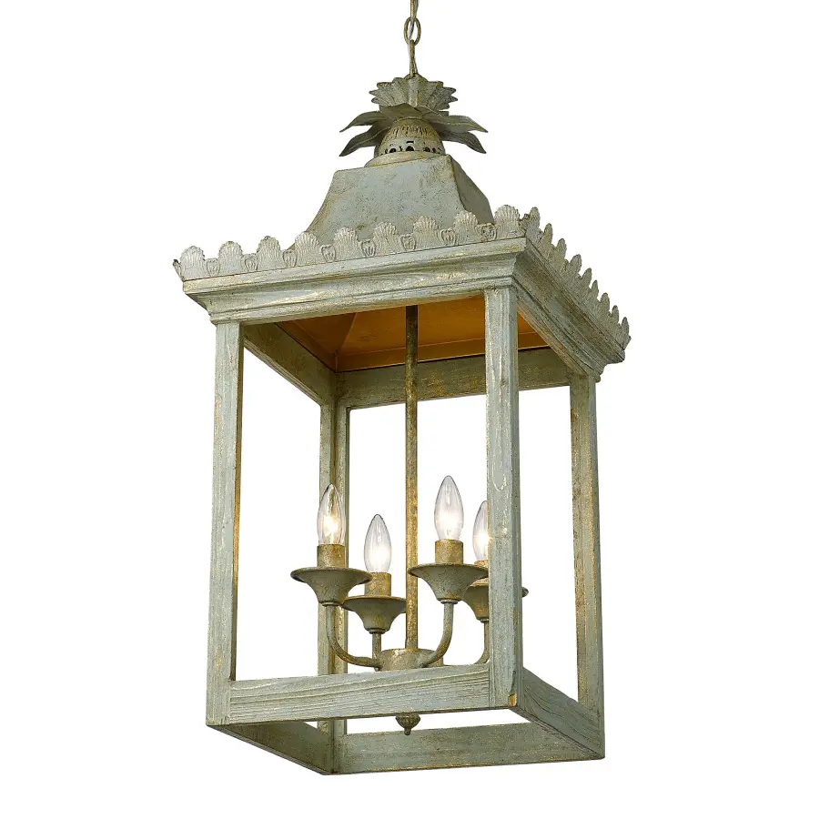 Golden Lighting Finley 4-Light Pendant in Vintage Sage - Image 1