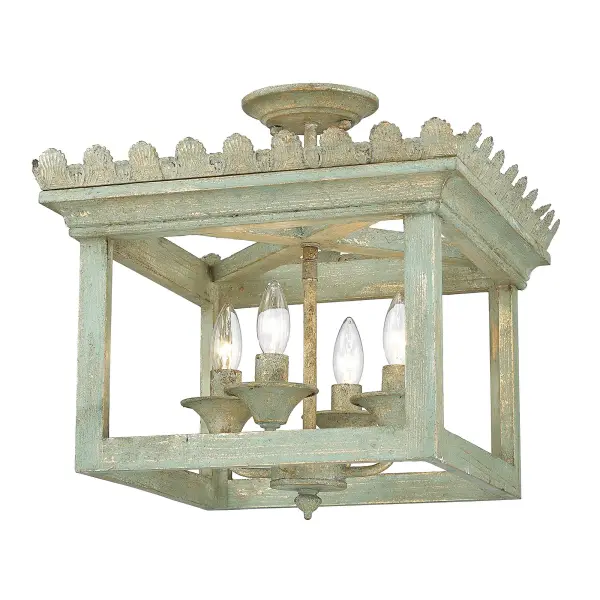 Golden Lighting Finley 4-Light Semi-Flush Mount in Vintage Sage - Image 1
