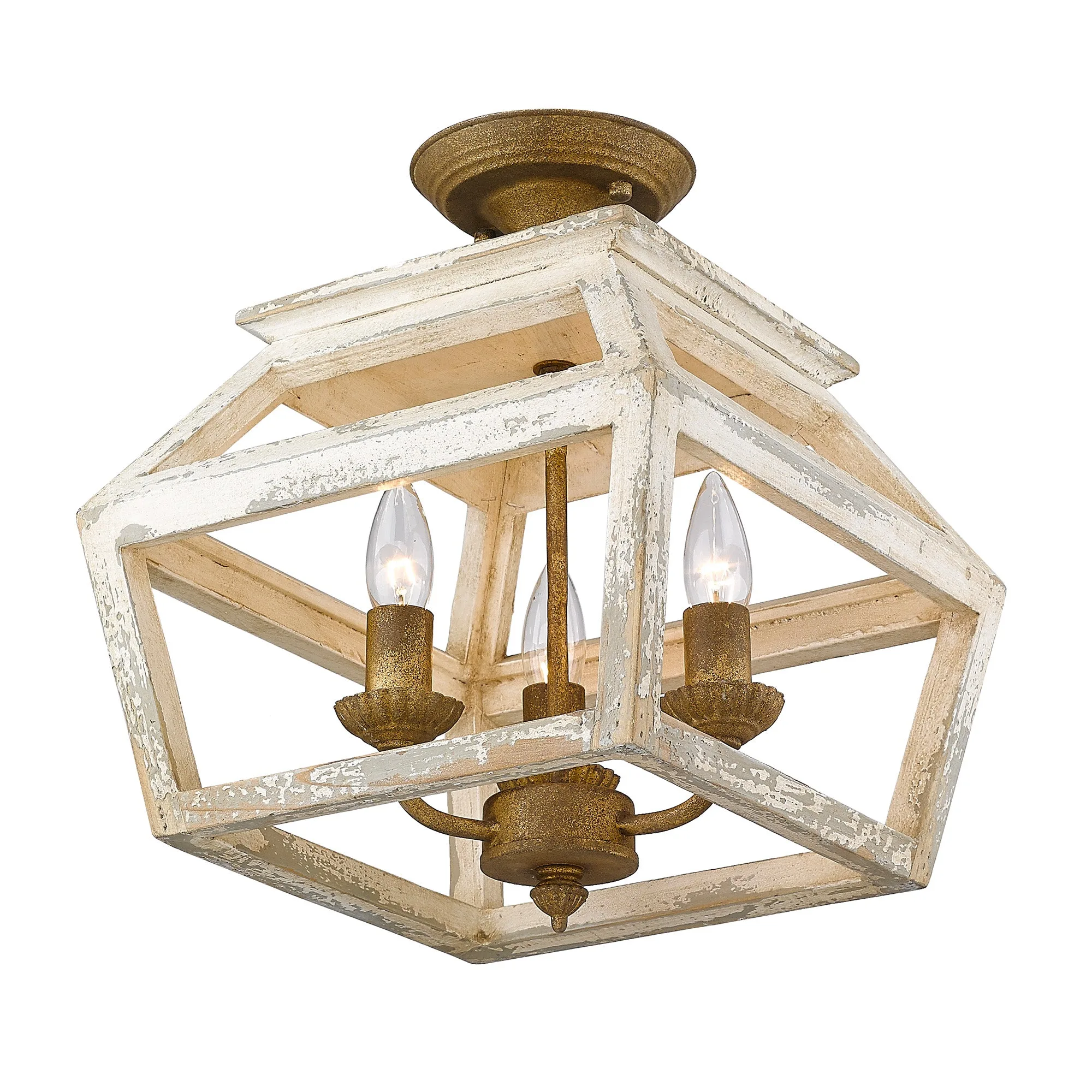 Haiden Three Light Semi-Flush Mount in Burnished Chestnut