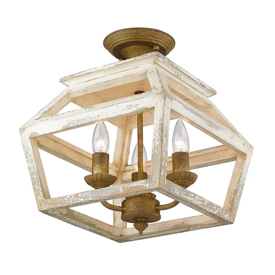 Haiden Three Light Semi-Flush Mount in Burnished Chestnut - Image 1
