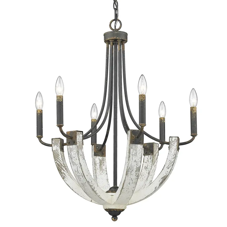 Elwood 6-Light Chandelier in Antique Black Iron - Image 1