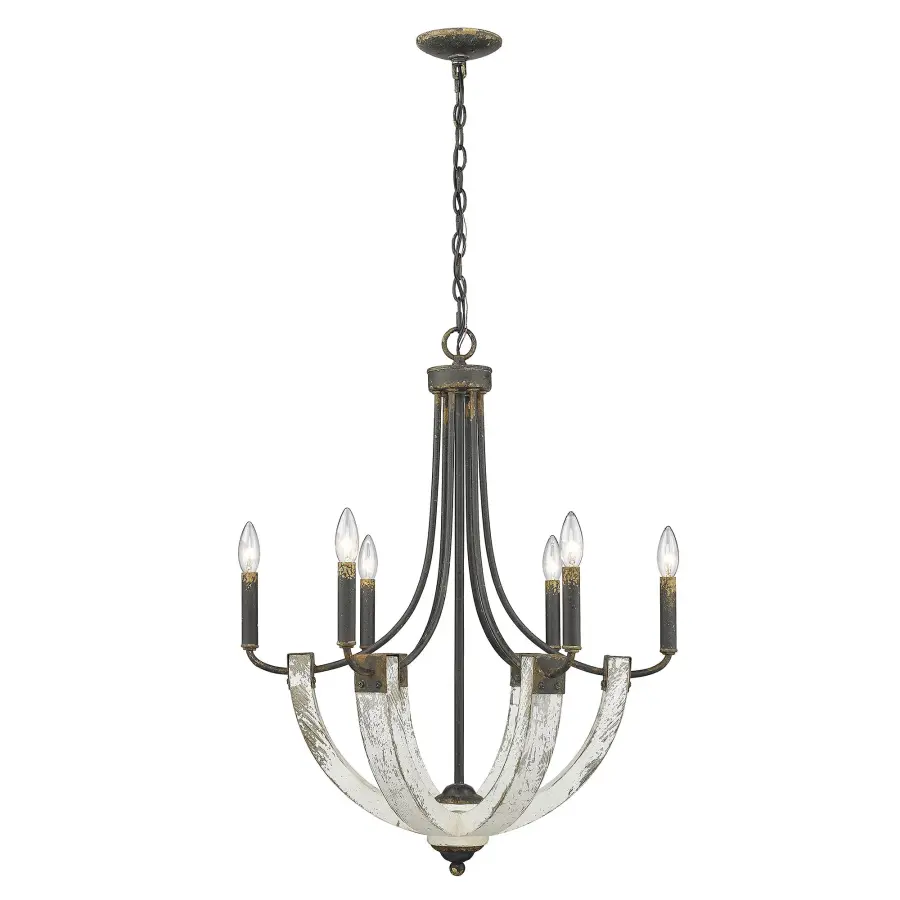 Elwood 6-Light Chandelier in Antique Black Iron - Image 2