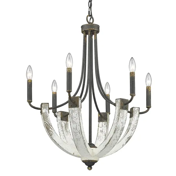 Elwood 6-Light Chandelier in Antique Black Iron - Image 3