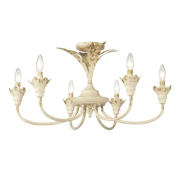 Golden Lighting Lillianne 6-Light Semi-Flush Mount in Antique Ivory - Image 1