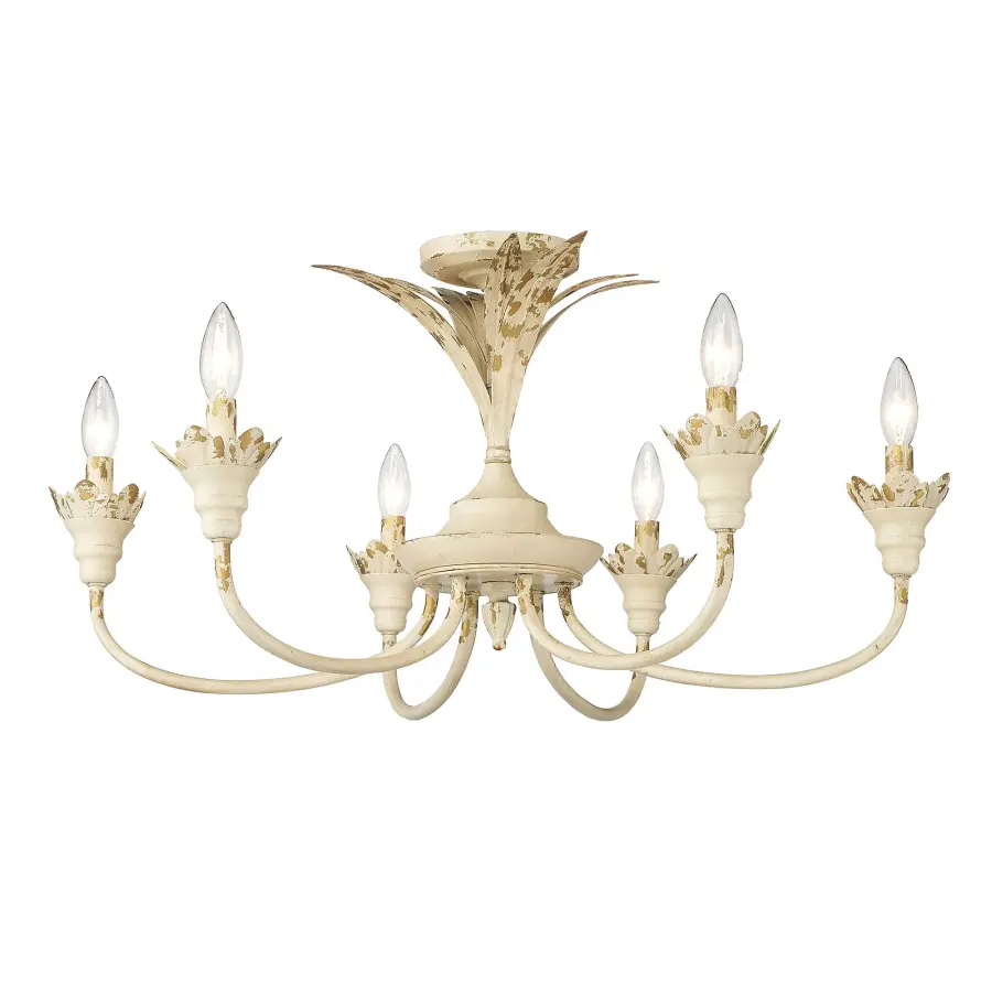 Golden Lighting Lillianne 6-Light Semi-Flush Mount in Antique Ivory - Image 1
