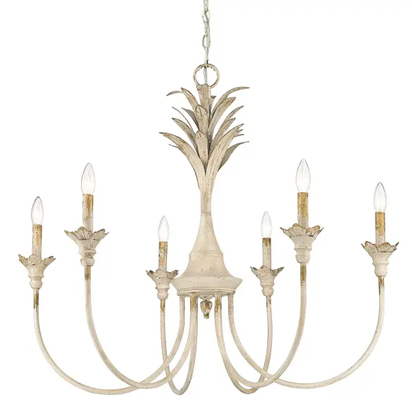 Golden Lighting Lillianne 6-Light Chandelier in Antique Ivory - Image 1