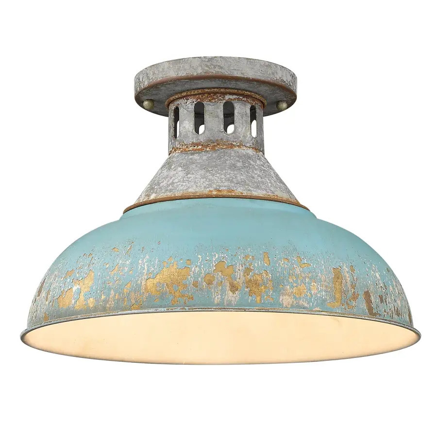 Golden Lighting Kinsley Semi-Flush Mount in Antique Teal - Image 1