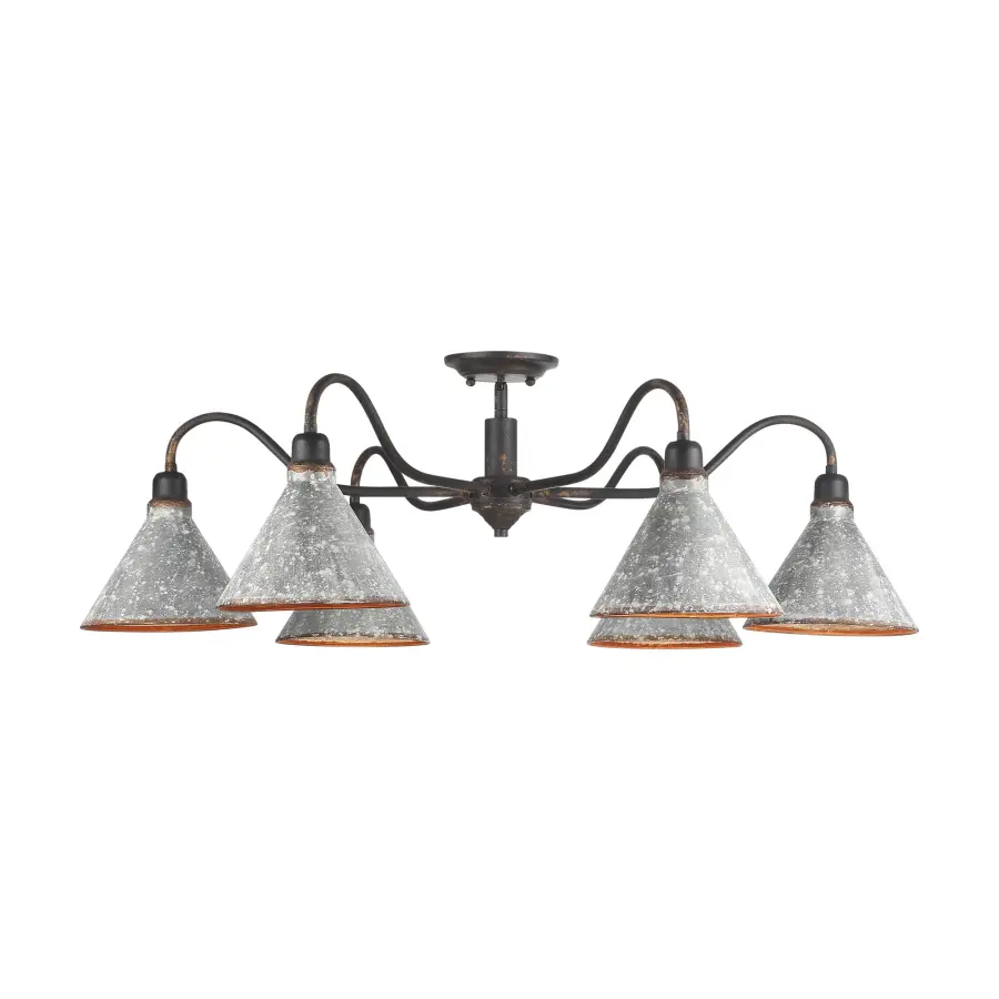 Jasper 6-Light Semi-Flush Mount in Antique Black Iron - Image 2