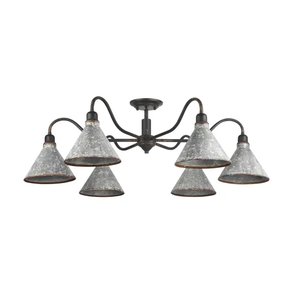 Jasper 6-Light Semi-Flush Mount in Antique Black Iron - Image 3