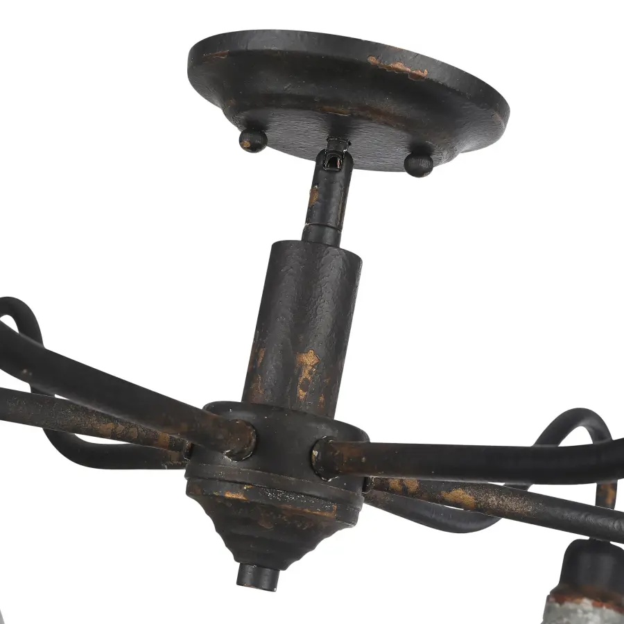 Jasper 6-Light Semi-Flush Mount in Antique Black Iron - Image 5